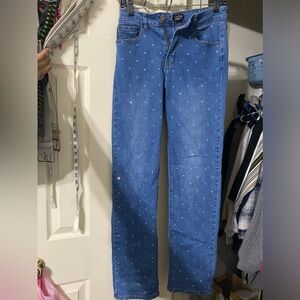 Denim jeans with rhinestones